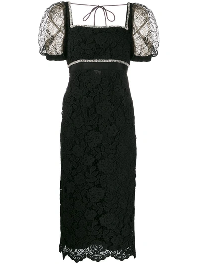 Self-portrait Crystal-embellished Guipure-lace Midi Dress In Black