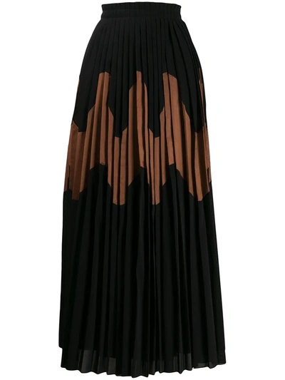 Jil Sander Panelled Pleated Cotton-blend Skirt In Black