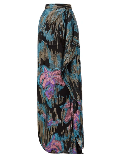 Peter Pilotto Fireworks Front Drape Maxi Skirt In Black