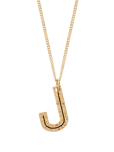 Burberry Hammered J-charm Gold-plated Necklace In Light Gold