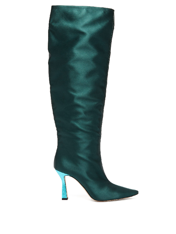 green knee high boots