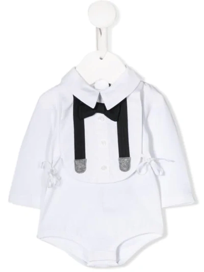 Dolce & Gabbana Babies' Shirt Bow Tie Bodysuit In White