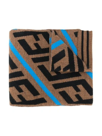 Fendi Kids' Ff Knitted Scarf In Brown