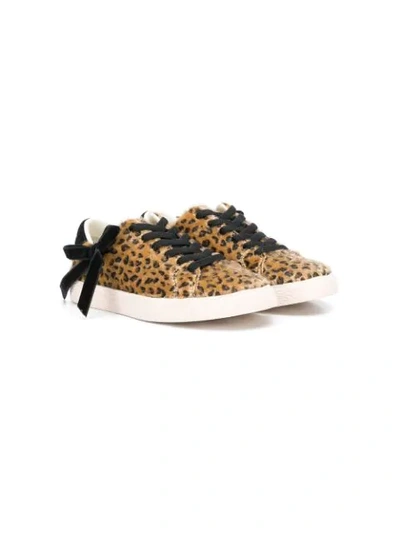 Douuod Kids' Furry Leopard Low-top Sneaker In Brown