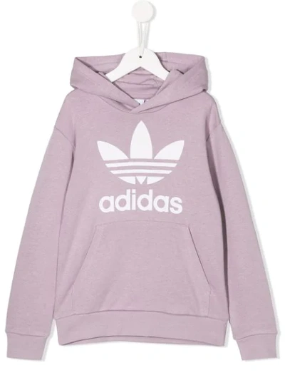 Adidas Originals Kids' Ej3247trefoilhoodie Sofvis/white Cotton In Purple