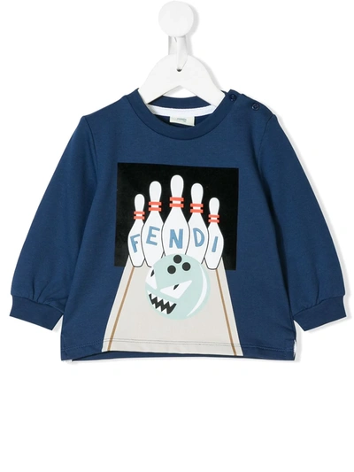 Fendi Babies' Oberteil Mit ''bag Bugs''-print In Blue