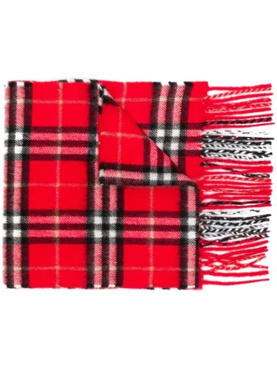 Burberry Kids' Tartan Fringed Scarf In Red