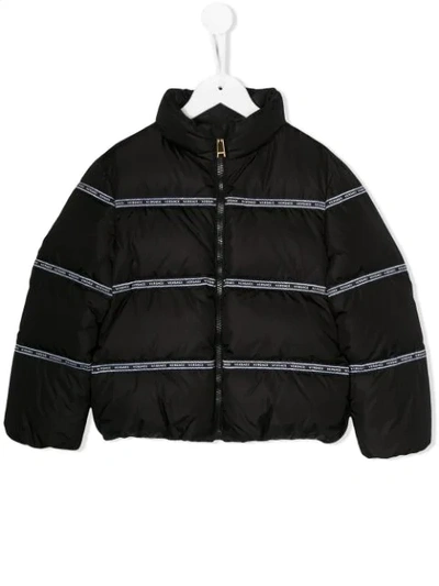Young Versace Kids' Logo Lined Padded Jacket In Black