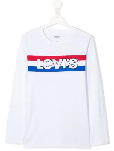 Levi's Teen Logo Striped Top In White