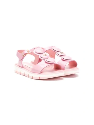 Dolce & Gabbana Kids' Heart Strap Sandals In Pink