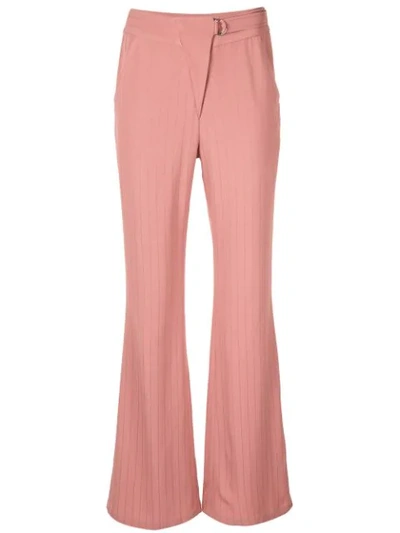 Dawei Striped Flare Trousers In Pink
