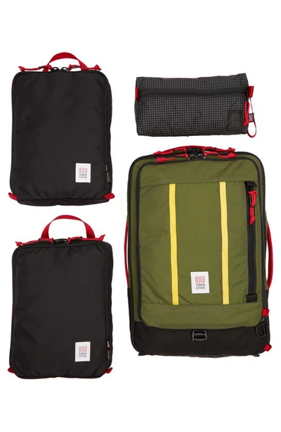 Topo Designs Explorer Travel Bag Kit In Olive/ Black