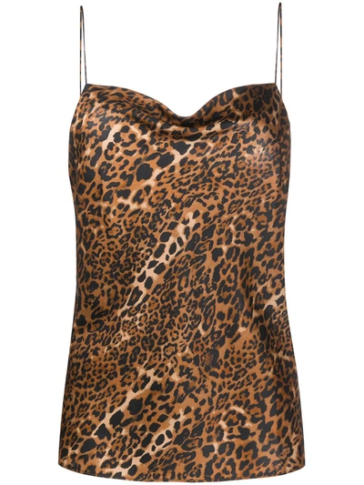 Cami Nyc The Axel Leopard-print Stretch-silk Top In Brown