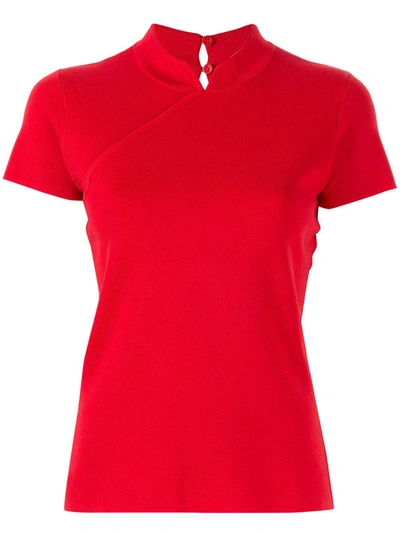 Shanghai Tang Knitted Qipao Top In Red