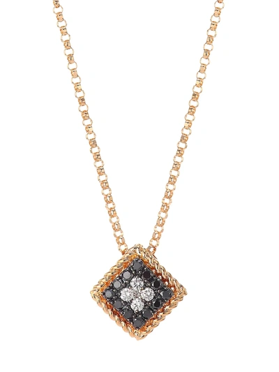 Roberto Coin 18k Rose Gold Palazzo Ducale Black & White Diamond Pendant Necklace, 18