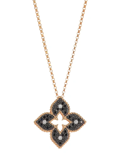 Roberto Coin Women's Venetian Princess 18k Rose Gold, Black & White Diamond Petite Pendant Necklace