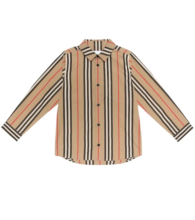 Burberry Kids' Boy's Fredrick Icon Stripe Long-sleeve Shirt, Size 3-14 In Beige