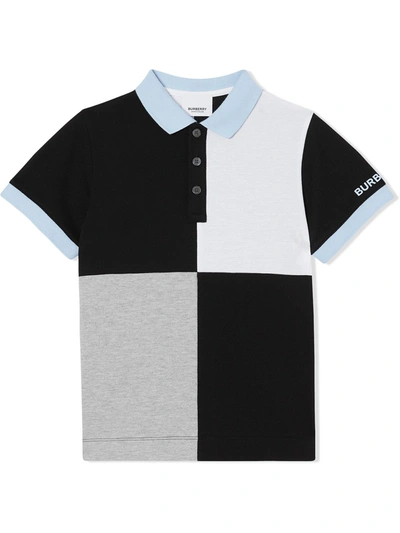Burberry Kids' Colour Block Cotton Piquet Polo Shirt In Grey