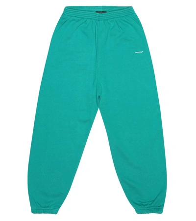 Balenciaga Kids' Logo Print Cotton Sweatpants In Green