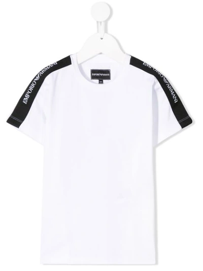 Emporio Armani Kids' Cotton Jersey T-shirt W/ Logo Bands In White