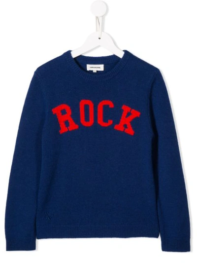 Zadig & Voltaire Kids' Rock Intarsia Wool Blend Knit Jumper In Blu