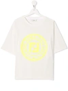 Fendi Teen Logo Print T-shirt In Fior Di Latte