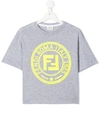 Fendi Kids' Oversized Logo Cotton Jersey T-shirt In Grigio Melange