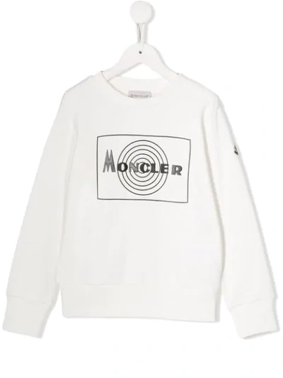 Moncler Kids' Rubberized Logo Cotton Sweatshirt In White