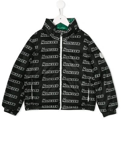 Moncler Kids' Neal All Over Logo Nylon Down Jacket In Black