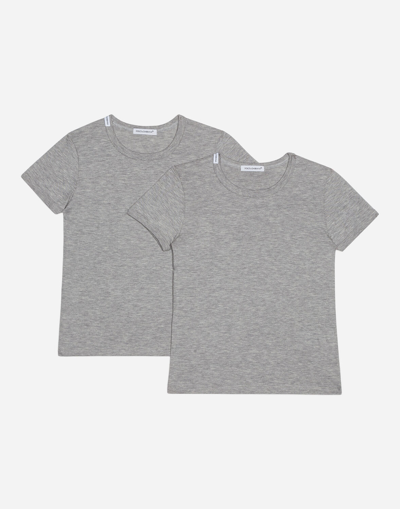 Dolce & Gabbana Kids' Short-sleeved Jersey T-shirt Two-pack In Grey