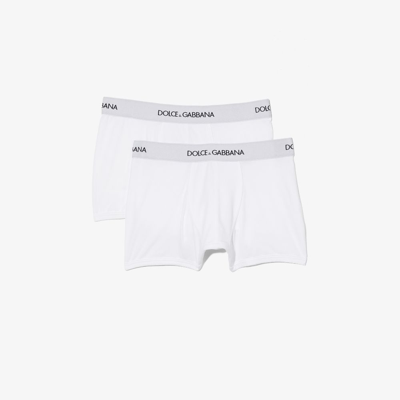 Dolce & Gabbana Kids' Set Of 2 Logo Cotton Boxer Briefs In White