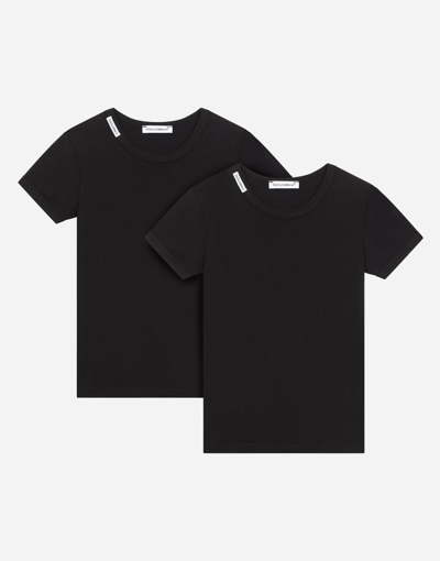 Dolce & Gabbana Kids' Short-sleeved Jersey T-shirt Two-pack In Black