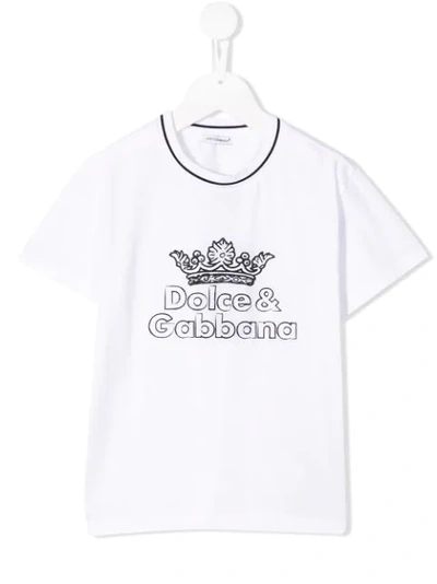 Dolce & Gabbana Kids' Logo Printed Cotton Jersey T-shirt In White