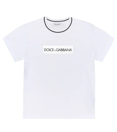 Dolce & Gabbana Kids' Logo Printed Cotton Jersey T-shirt In White