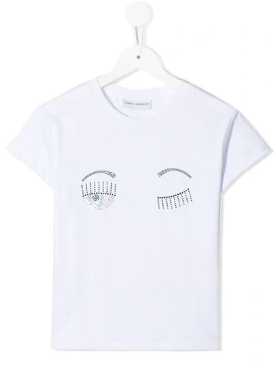 Chiara Ferragni Kids' Eyes Embellishedt-shirt In White