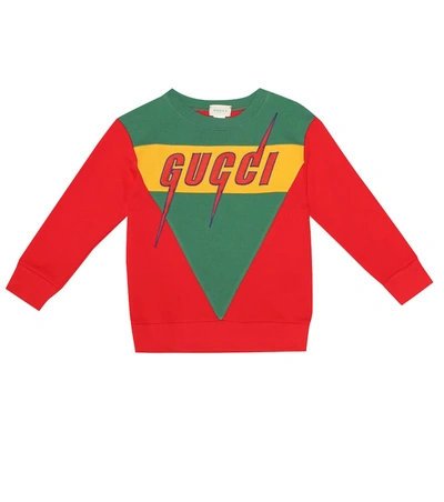 Gucci Kids' Embroidered Patch Logo Cotton Sweatshirt In Multicoloured