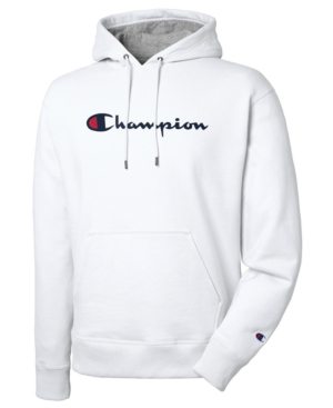 champion grey hoodie white logo