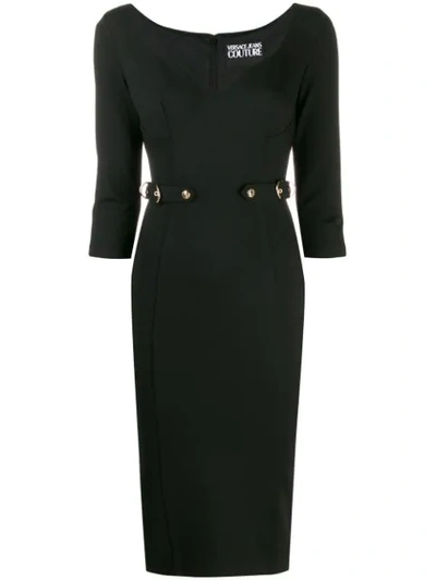 Versace Jeans Couture Dress 3/4s Heart Neck In Black