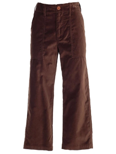 Jejia Camille Pants Velvet In Marrone Monocolor