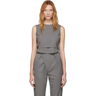 Coperni Open Back Waistcoat Wool Top In Grey