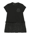 Moncler Kids' Wool Blend Sweatshirt & Bouclé Dress In Black