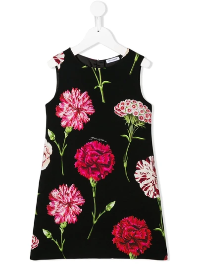 Dolce & Gabbana Kids' Girl's Sleeveless Floral Dress In Black
