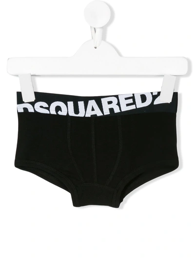 Dsquared2 Kids' Logo Cotton Jersey Boxer Briefs In Black