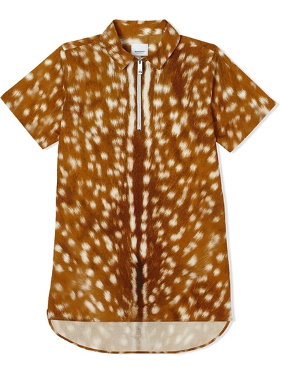 Burberry Kids' Bambi Print Cotton Poplin Shirt In Beige