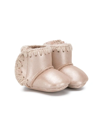 Mou Babies' Mini Eskimo Glittered Shearling Boots In Pink