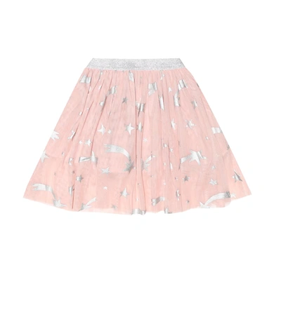 Stella Mccartney Kids' Stretch Tulle Skirt W/ Lurex Stars In Pink