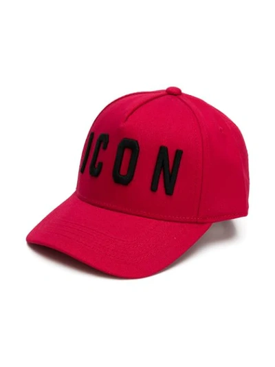 Dsquared2 Kids' Icon Embroidered Gabardine Baseball Hat In Red
