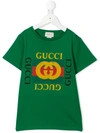 Gucci Kids' Logo Print Cotton Jersey T-shirt In Green