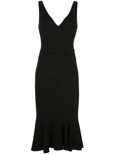 knee length dresses for ladies Versailles Rose Fluted Midi Dress in Silk Satin M main image 0