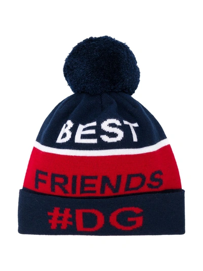 Dolce & Gabbana Kids' Best Friends Knitted Hat In Blue